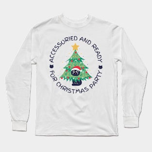 cat for christmas party design Long Sleeve T-Shirt